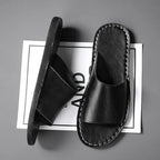 Women's Leather Slide Sandals - Flat Summer Mules