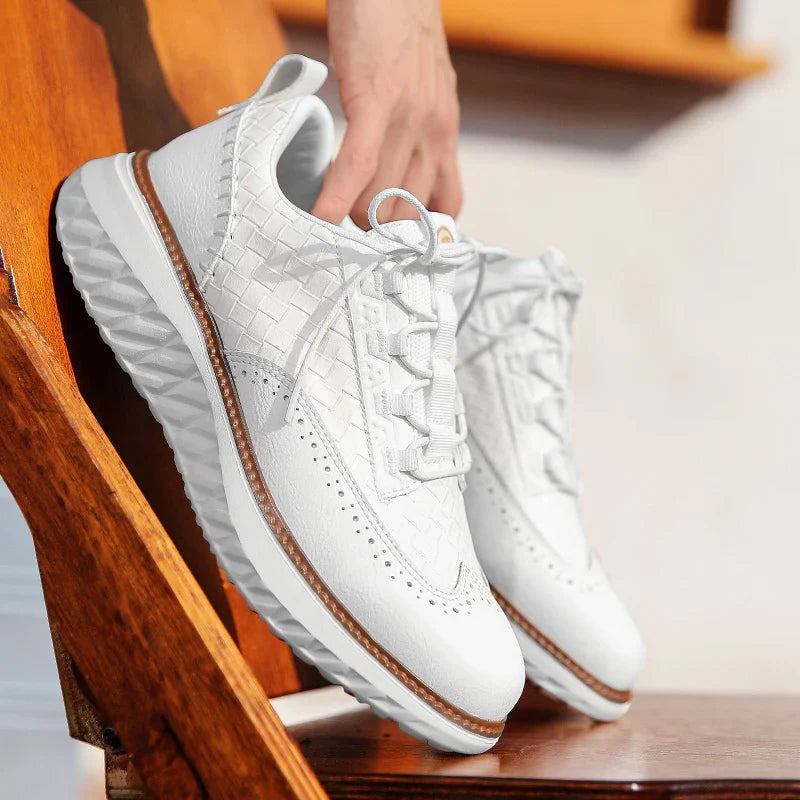 Men's Leather Sneakers - Orthopedic Low Top Trainers