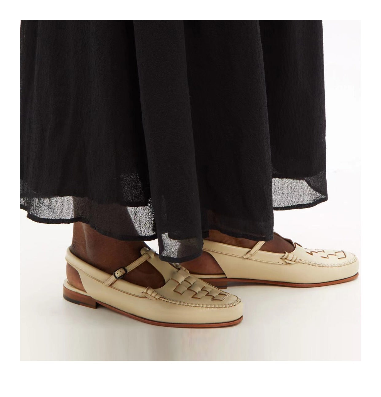 Women's Slingback Woven Loafers - Leather Huarache Flats