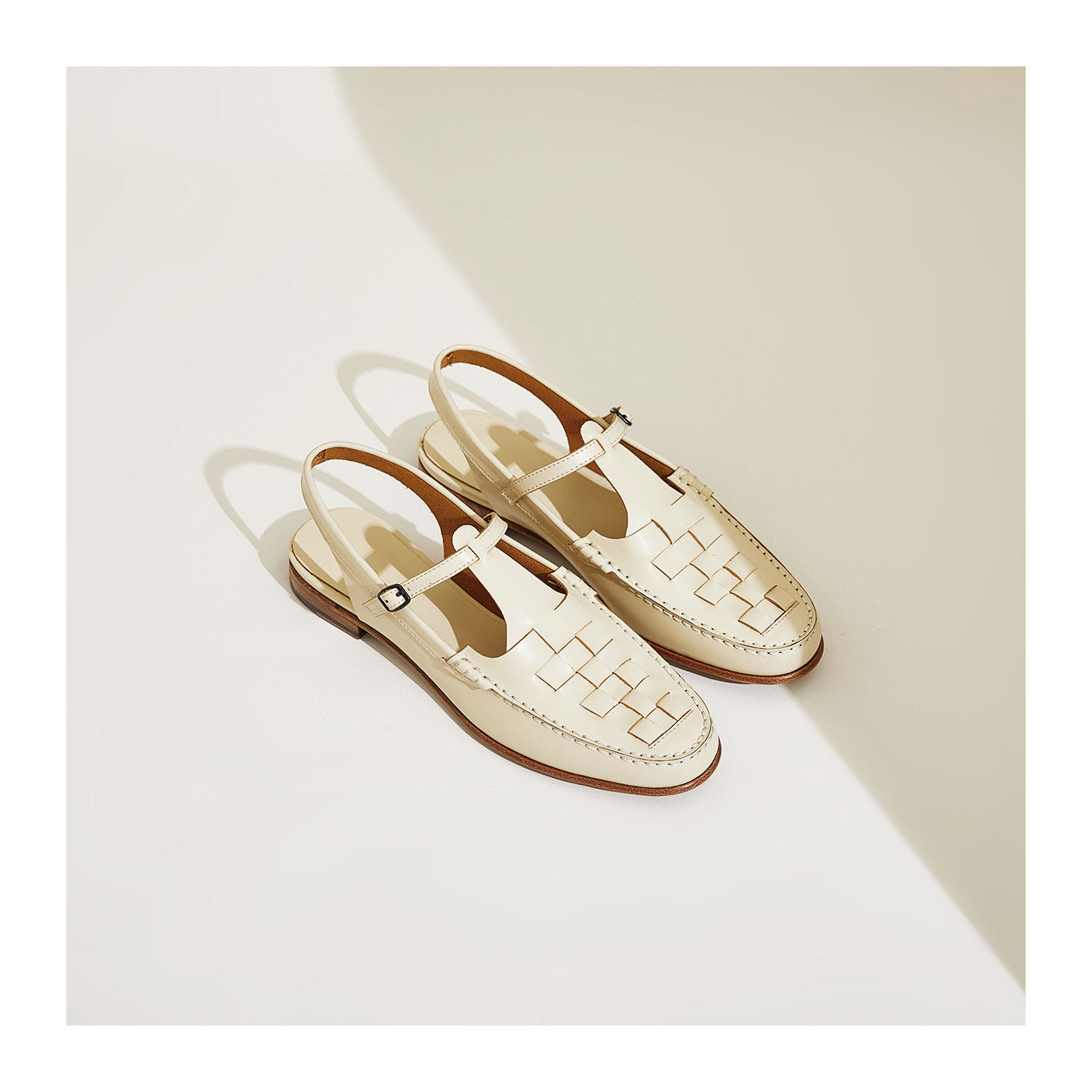 Women's Slingback Woven Loafers - Leather Huarache Flats
