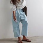Women's Relaxed Linen Pants - Cropped Wide Leg Trousers