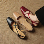 Women's Leather Heels - Closed Toe Strappy Pumps