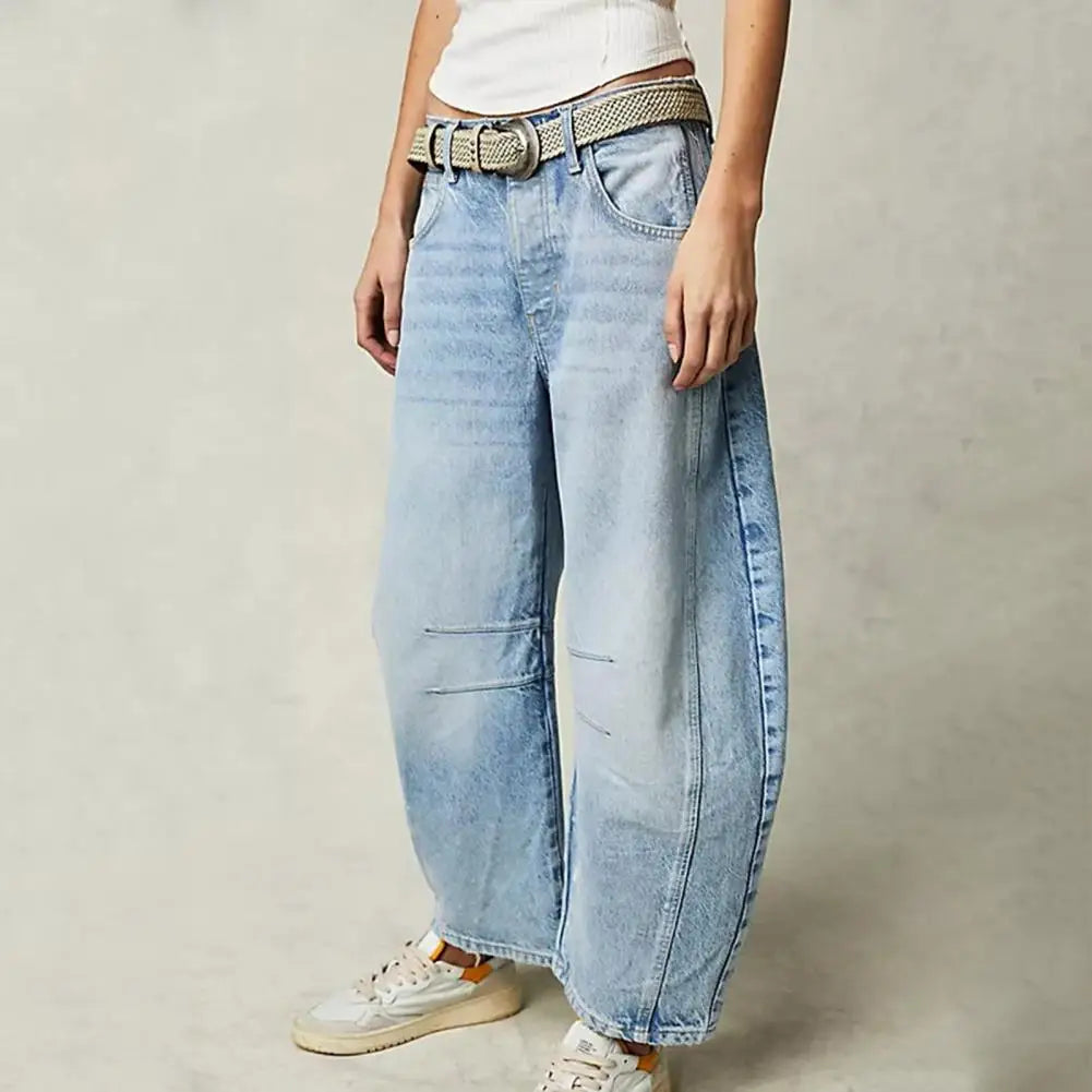 Women's Leopard Print Wide Leg Jeans - High Rise Denim