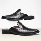 Men's Leather Slides - Slip On Mule Loafers
