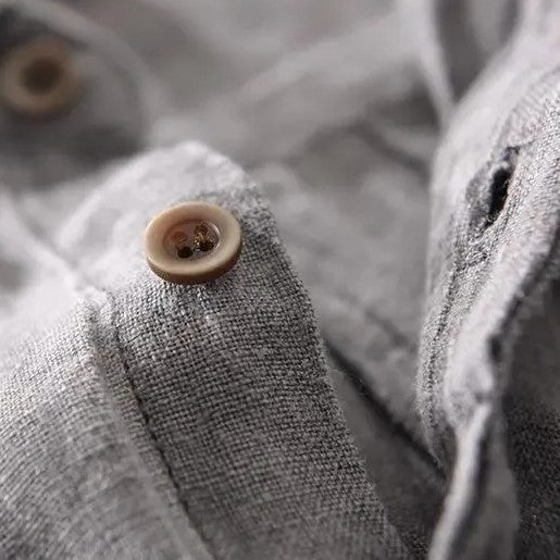 Men's Pure Linen Shirt - Short Sleeve Beach Button Down