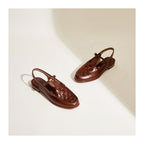 Women's Slingback Woven Loafers - Leather Huarache Flats