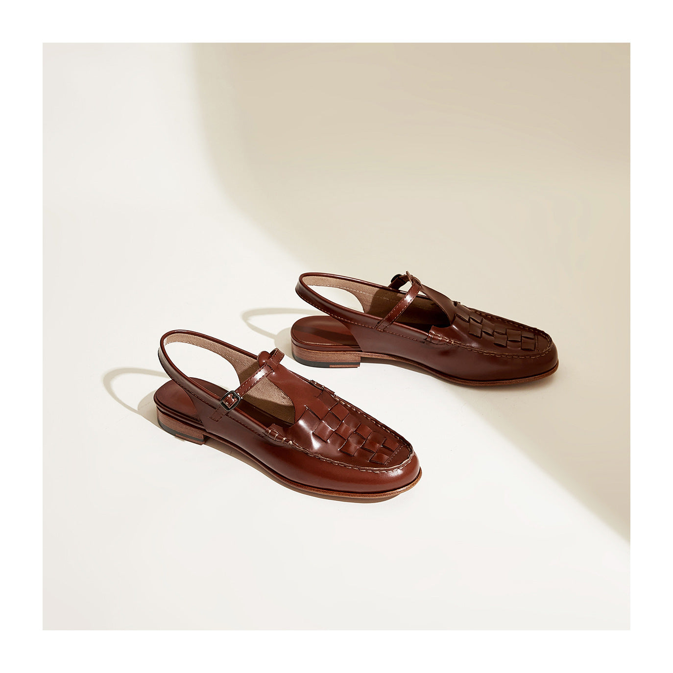 Women's Slingback Woven Loafers - Leather Huarache Flats