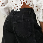 Women's Leopard Print Wide Leg Jeans - High Rise Denim