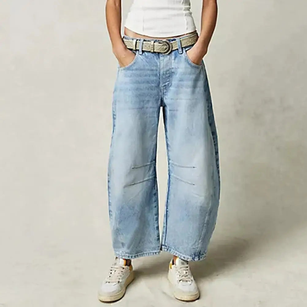 Women's Leopard Print Wide Leg Jeans - High Rise Denim