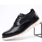 Men's Leather Casual Shoes - Lace Up Handstitched Trainers
