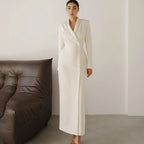 Women's White Evening Dress - Long Sleeve Formal Gown