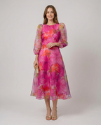 Women's Mesh Dress Stylish Printed Design for Office and Summer Events