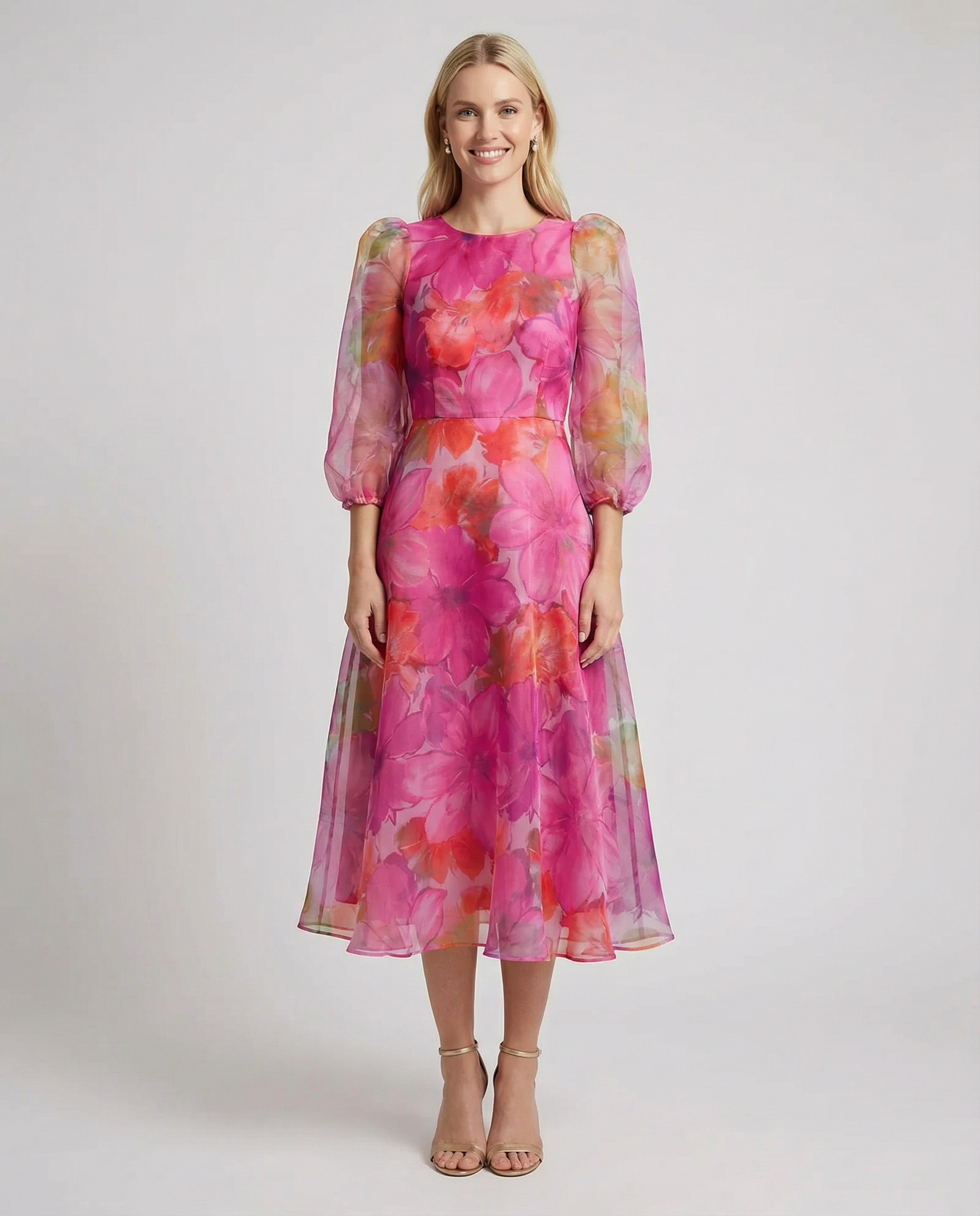Women's Mesh Dress Stylish Printed Design for Office and Summer Events