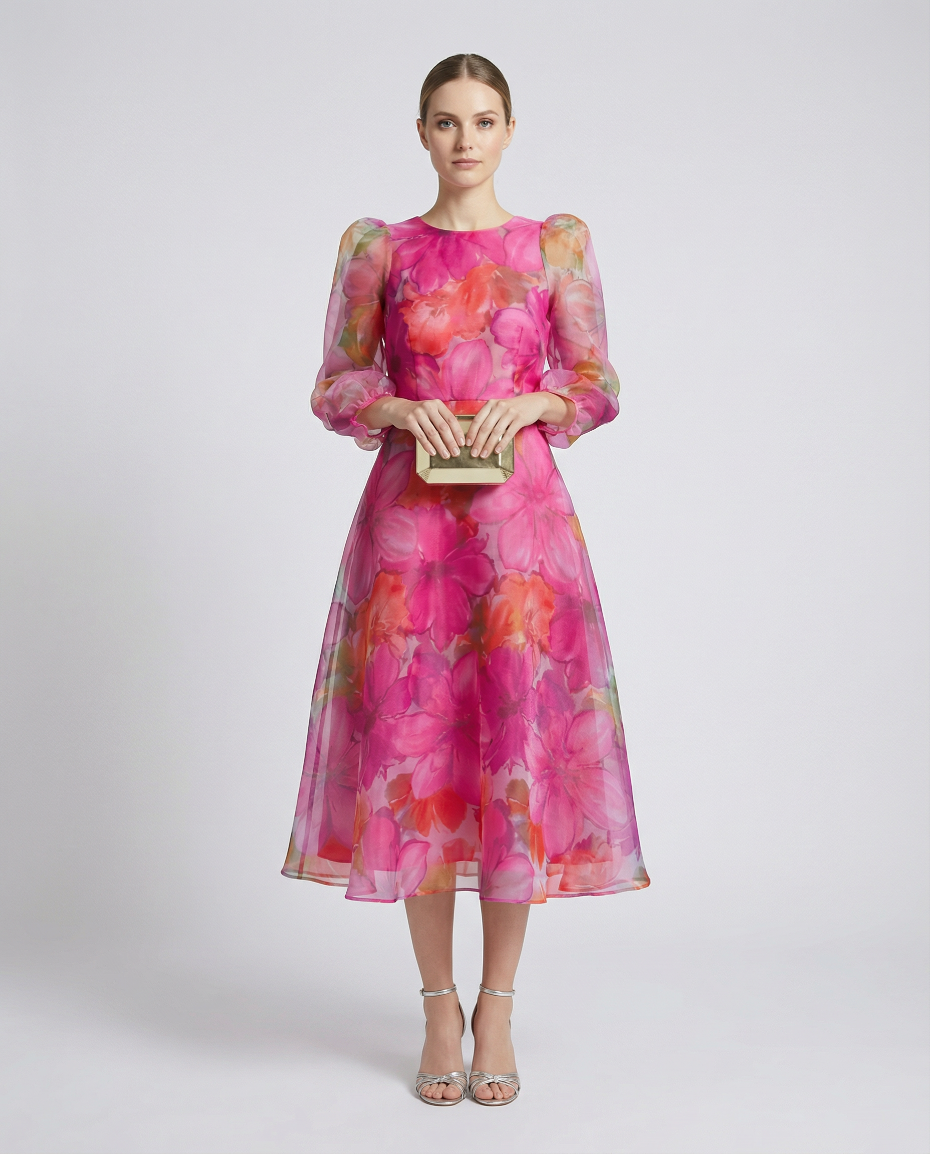 Women's Mesh Dress Stylish Printed Design for Office and Summer Events