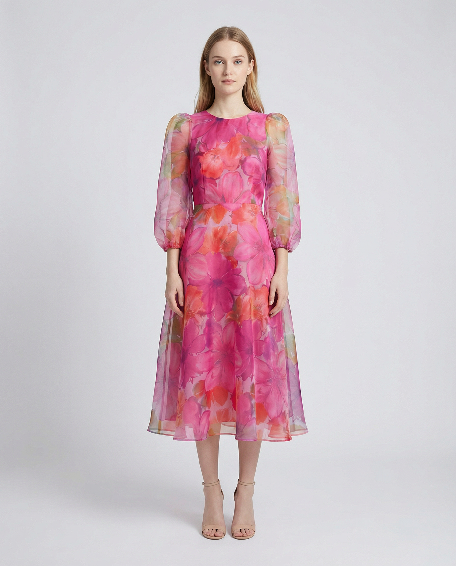 Women's Mesh Dress Stylish Printed Design for Office and Summer Events