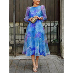 Women's Mesh Dress Stylish Printed Design for Office and Summer Events