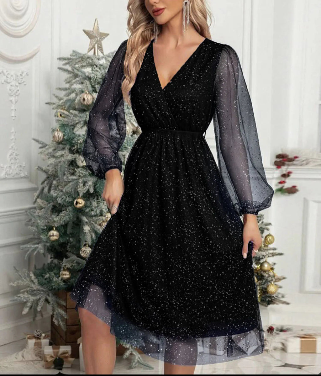 Women's V-Neck Cocktail Dress | Elegant Slim Fit Mini Dress