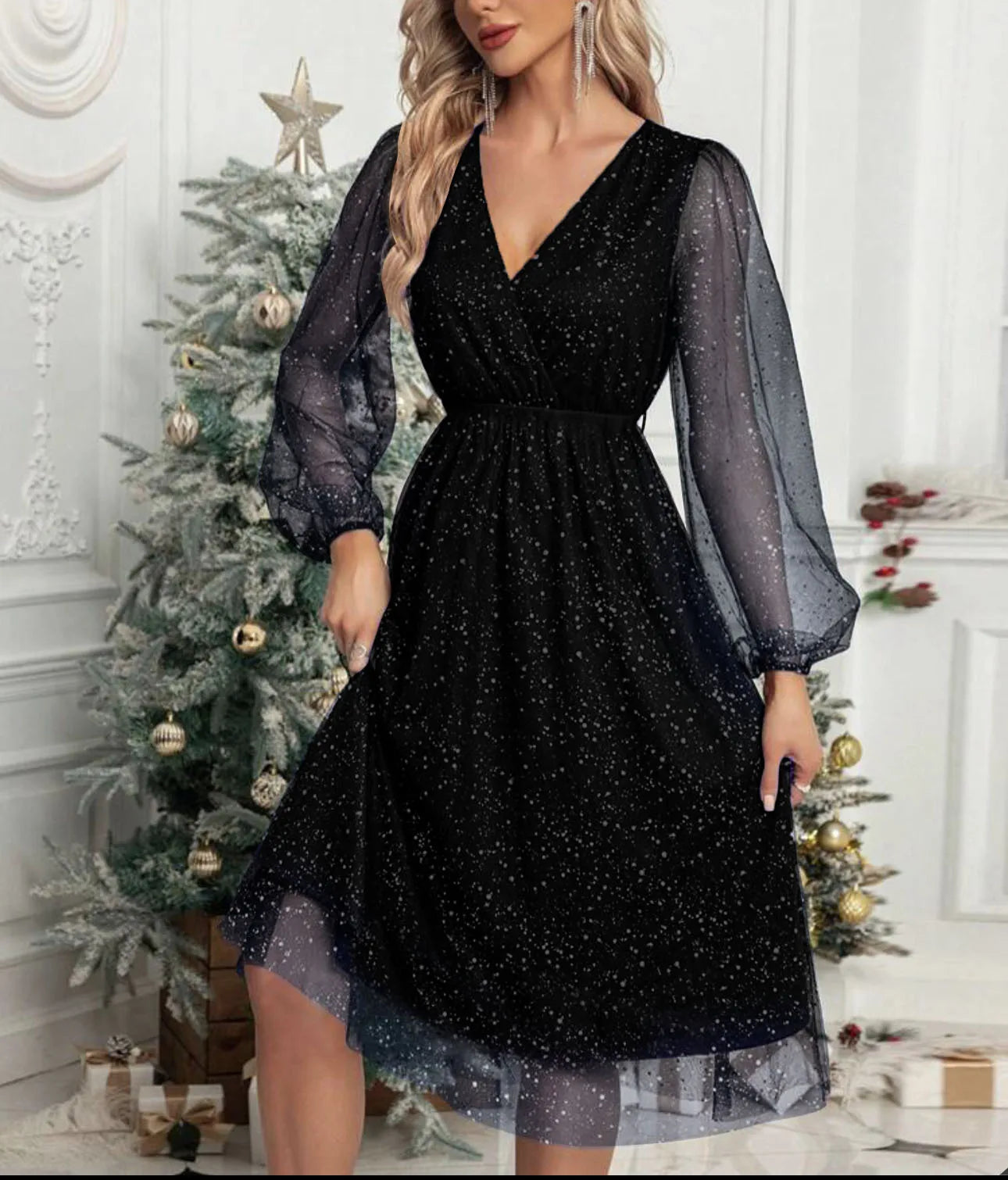 Women's V-Neck Cocktail Dress | Elegant Slim Fit Mini Dress