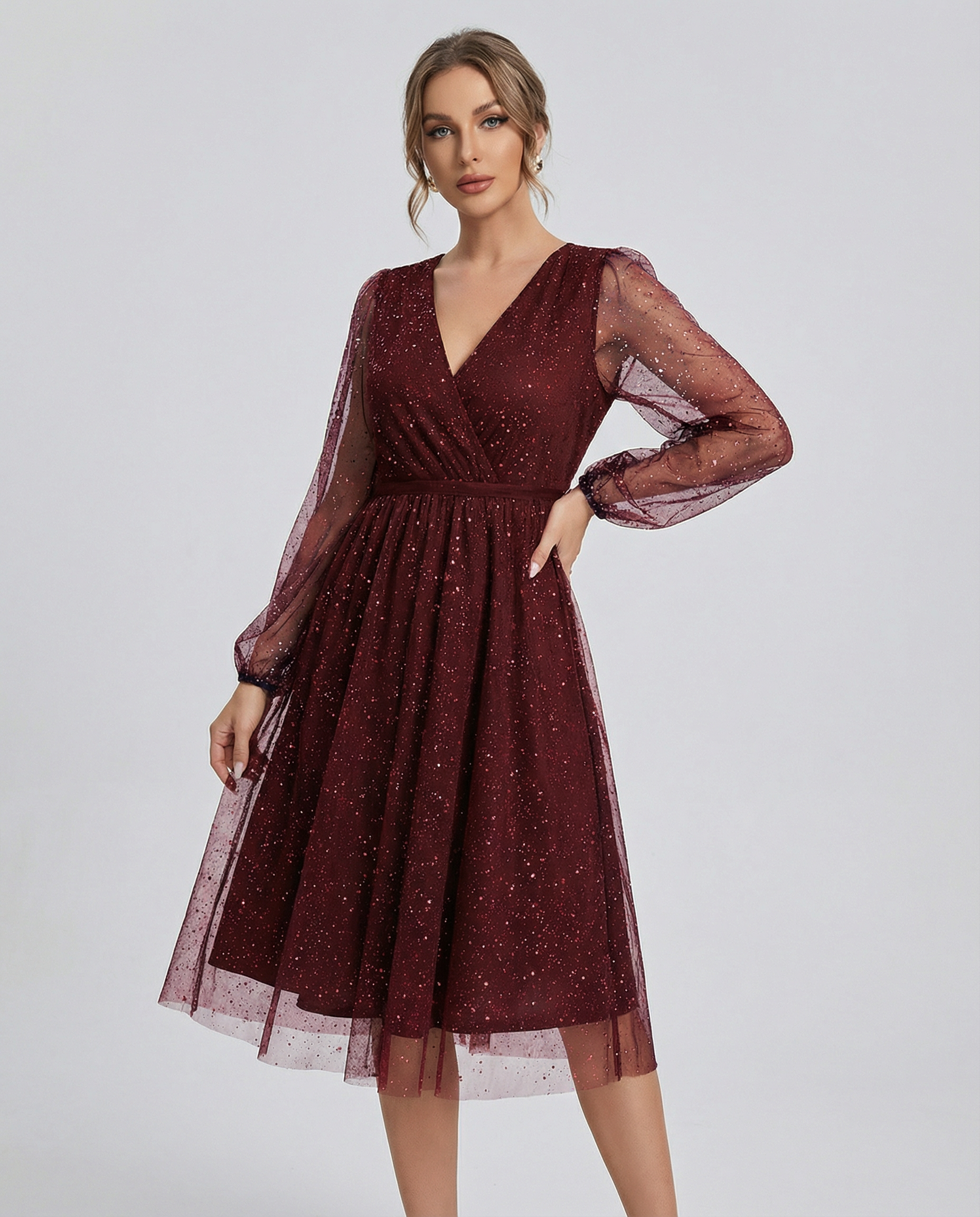 Women's V-Neck Cocktail Dress | Elegant Slim Fit Mini Dress