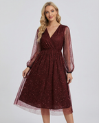 Women's V-Neck Cocktail Dress | Elegant Slim Fit Mini Dress