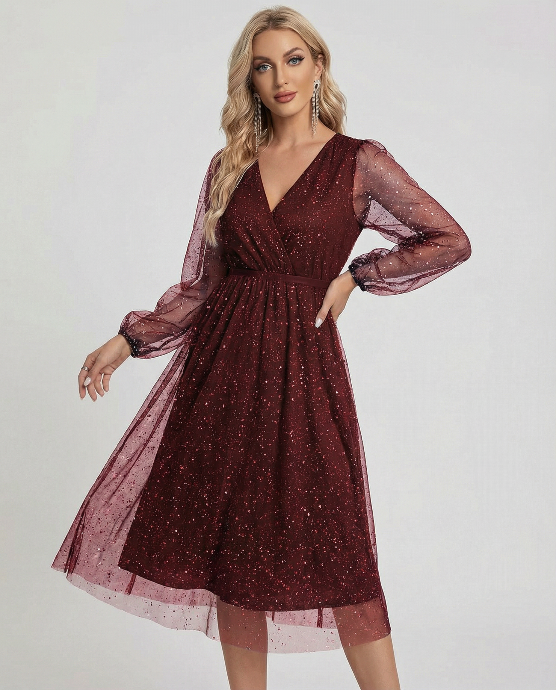 Women's V-Neck Cocktail Dress | Elegant Slim Fit Mini Dress