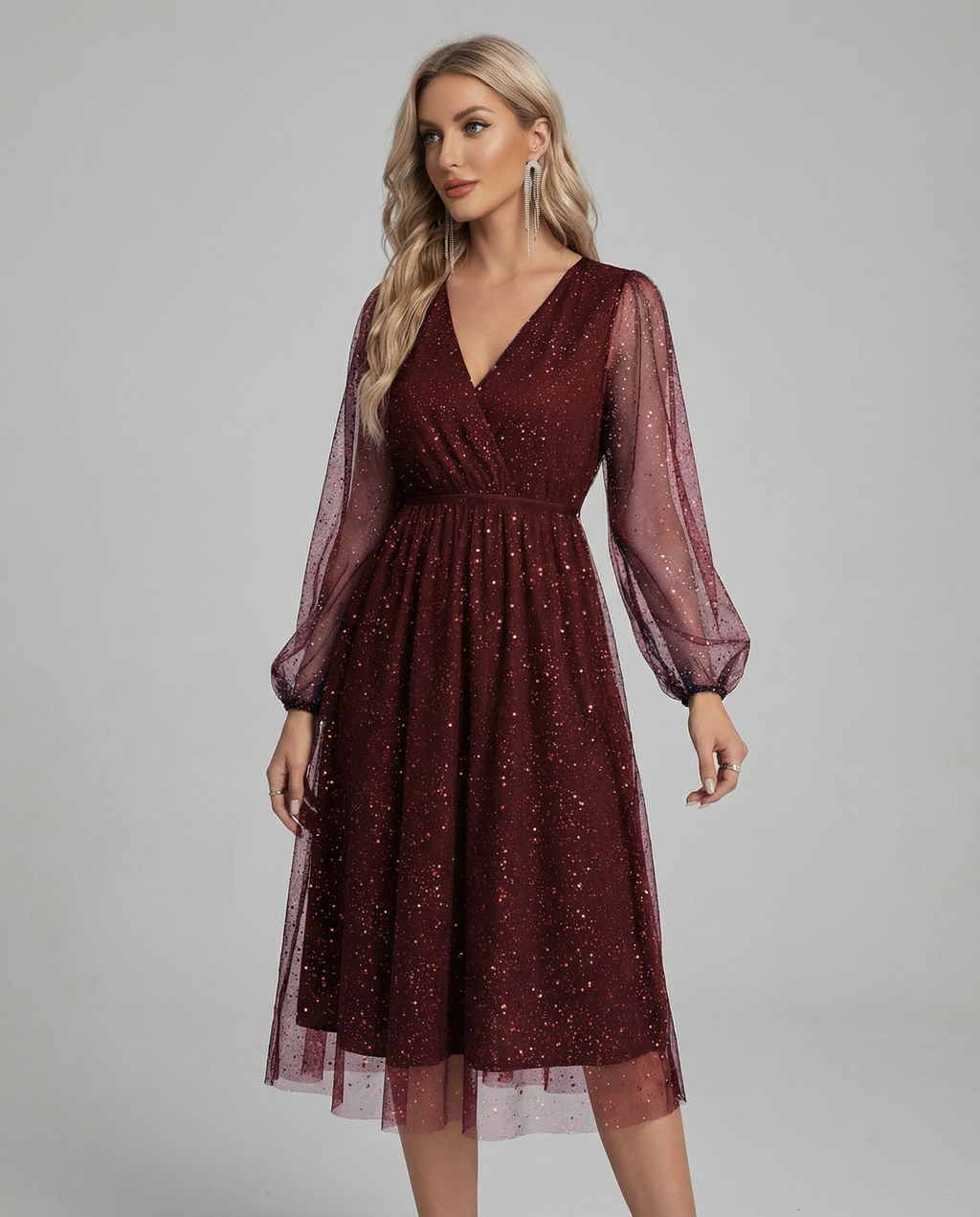 Women's V-Neck Cocktail Dress | Elegant Slim Fit Mini Dress