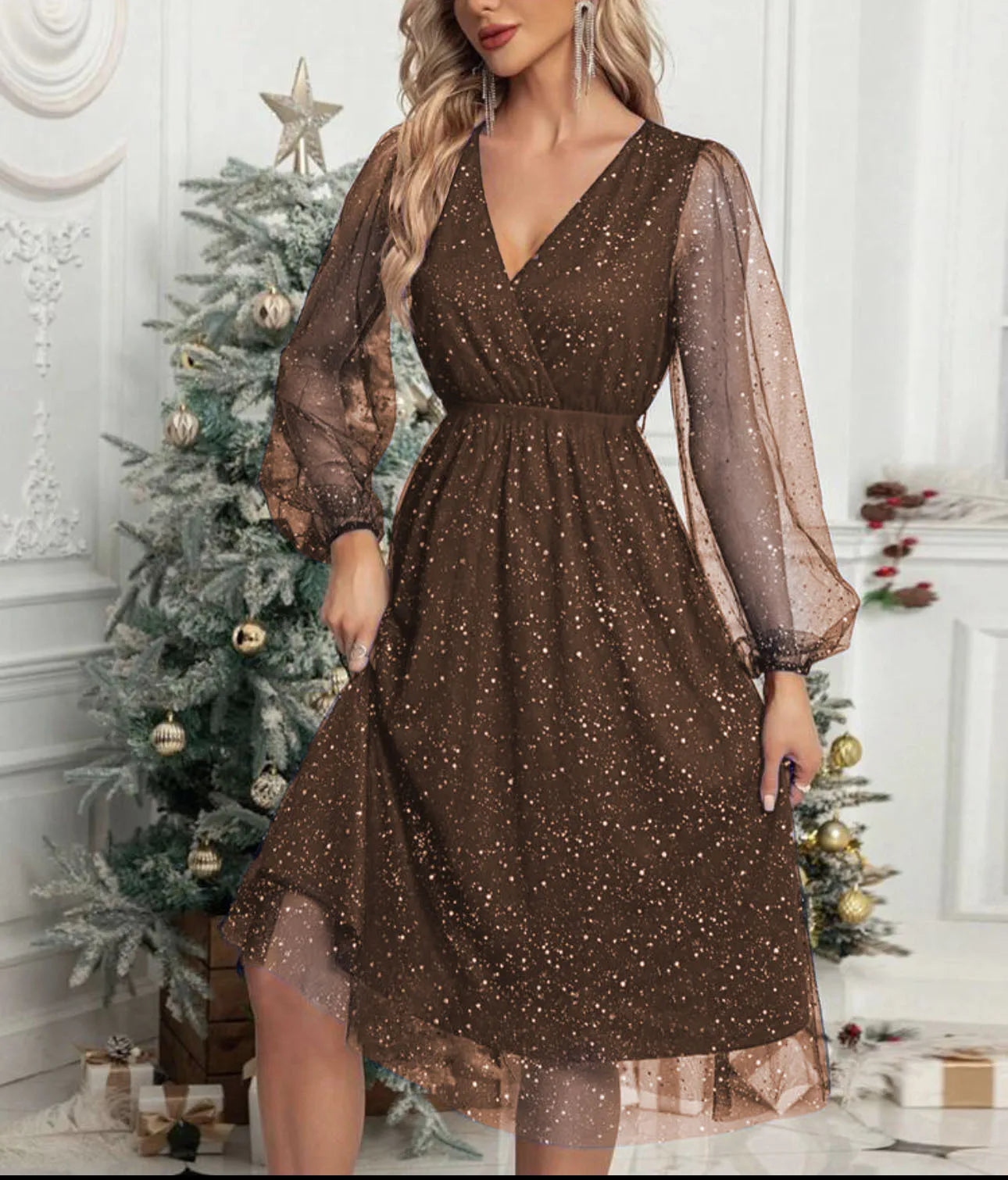 Women's V-Neck Cocktail Dress | Elegant Slim Fit Mini Dress