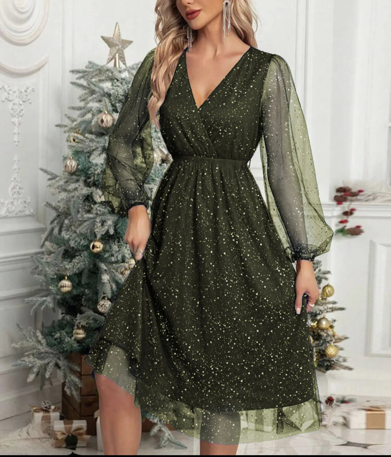 Women's V-Neck Cocktail Dress | Elegant Slim Fit Mini Dress