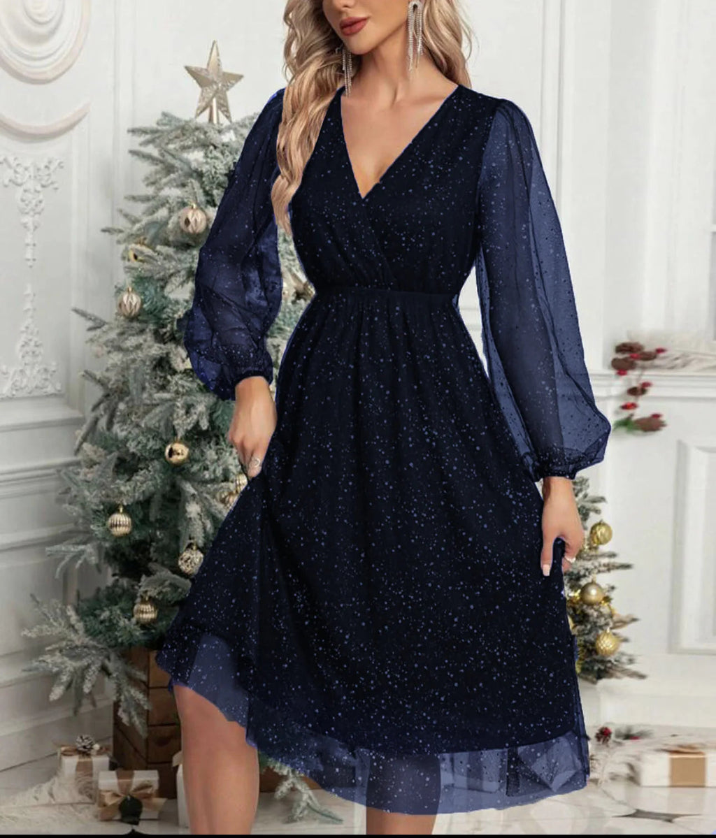 Women's V-Neck Cocktail Dress | Elegant Slim Fit Mini Dress