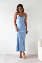 Women's V-Neck Evening Dress Elegant Satin Midi for Formal Weddings and Special Occasions