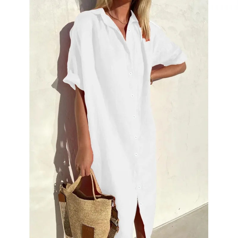 Women's Summer Breeze Shirt Dress | Relaxed Cotton-Linen Comfort