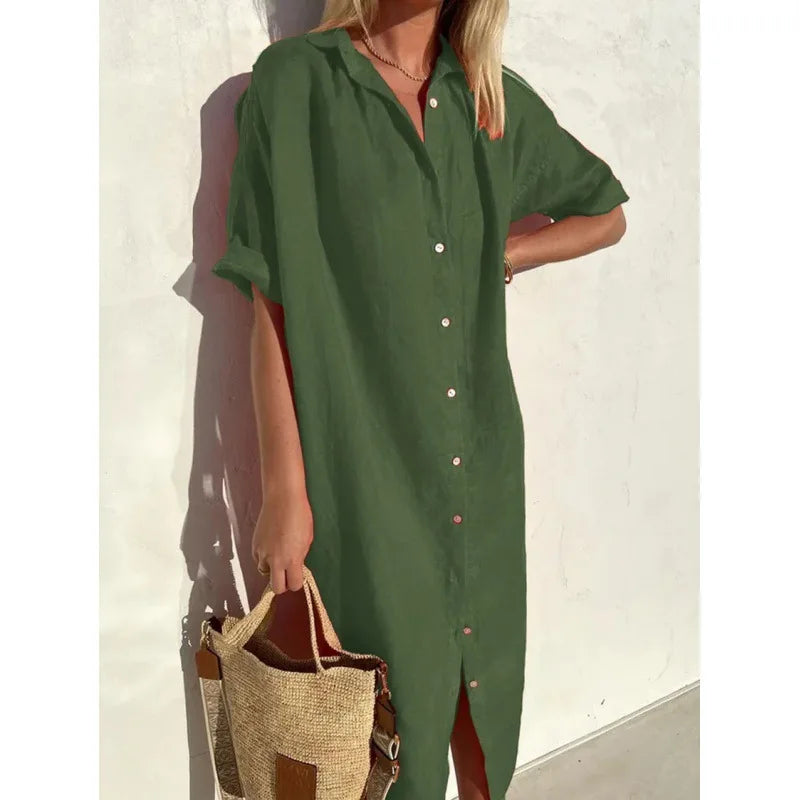 Women's Summer Breeze Shirt Dress | Relaxed Cotton-Linen Comfort
