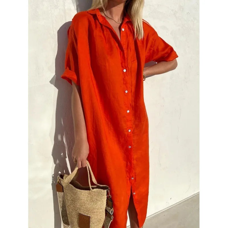 Women's Summer Breeze Shirt Dress | Relaxed Cotton-Linen Comfort