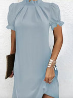 Women's Summer Shirred Mini Dress Playful Bubble Sleeves for Warm-Weather Style