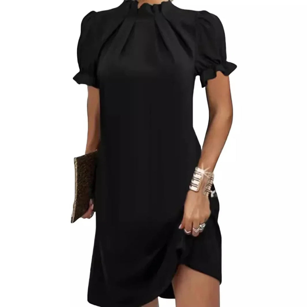 Women's Summer Shirred Mini Dress Playful Bubble Sleeves for Warm-Weather Style