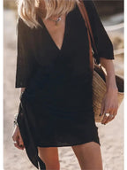 Women's Summer V-Neck Dress Chic Lace-Up Design for Effortless Style