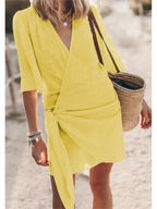 Women's Summer V-Neck Dress Chic Lace-Up Design for Effortless Style