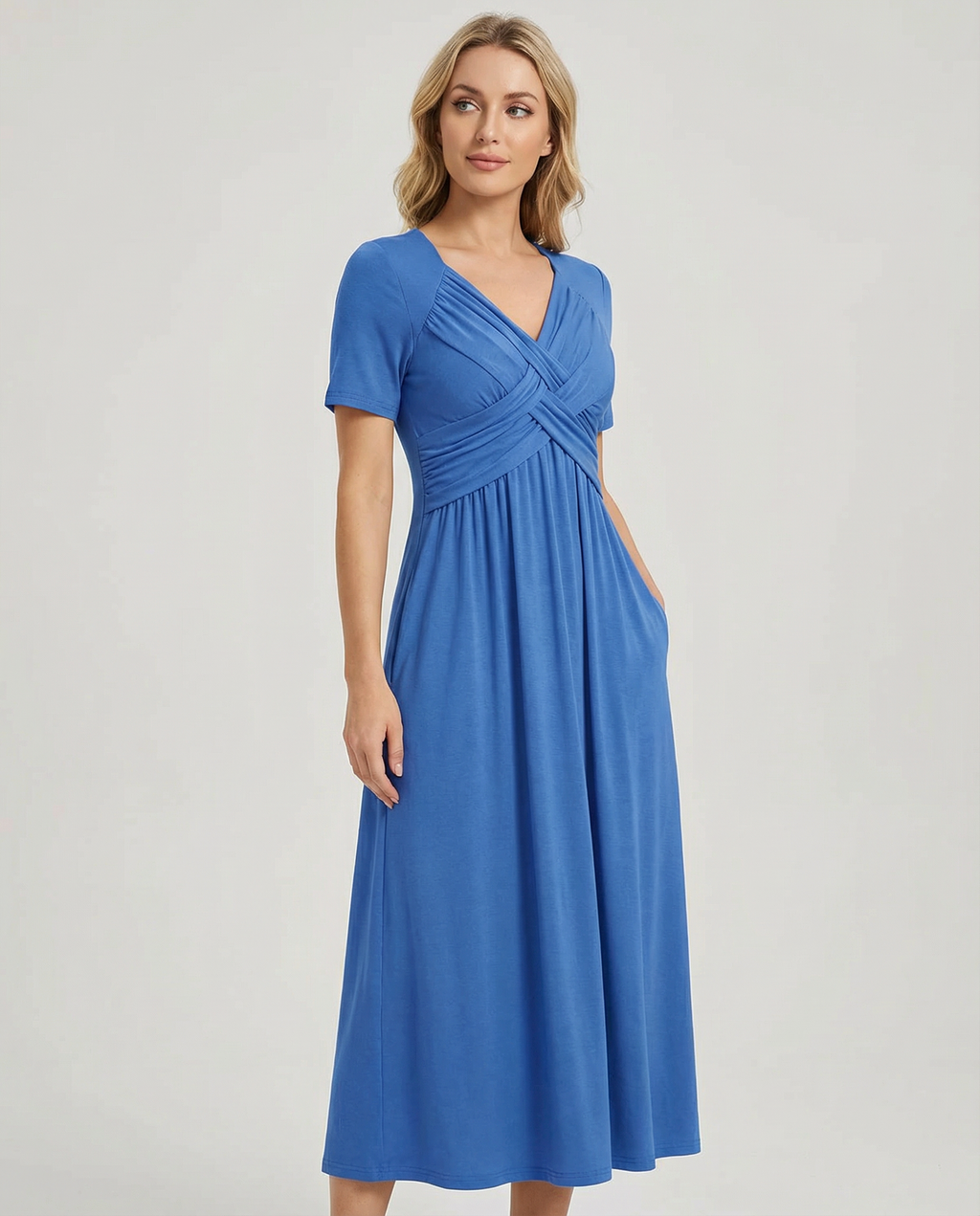 Women's Summer V-Neck Midi Dress | Flattering Casual Warm Weather Style