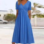 Women's Summer V-Neck Midi Dress | Flattering Casual Warm Weather Style