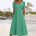 Women's Summer V-Neck Midi Dress | Flattering Casual Warm Weather Style