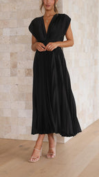 Women's Pleated Chiffon Dress - Subtle Luxury Maxi