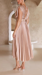 Women's Pleated Chiffon Dress - Subtle Luxury Maxi