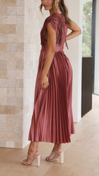 Women's Pleated Chiffon Dress - Subtle Luxury Maxi