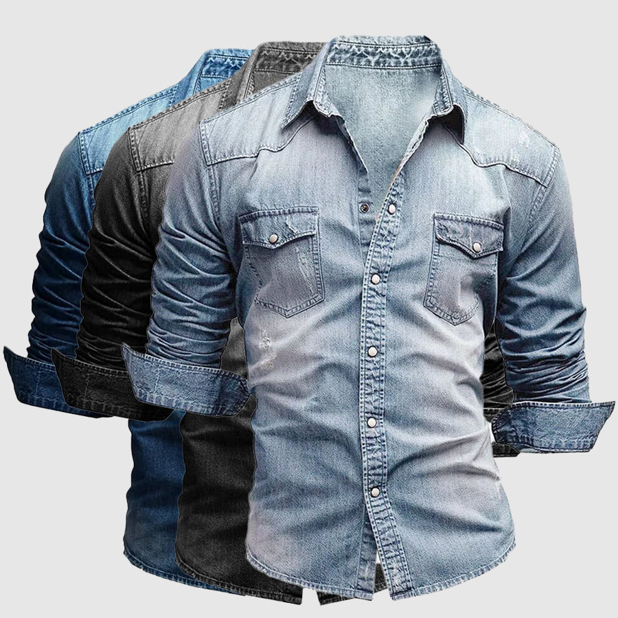 Men's Denim Shirt - Slim Fit Western Shirt
