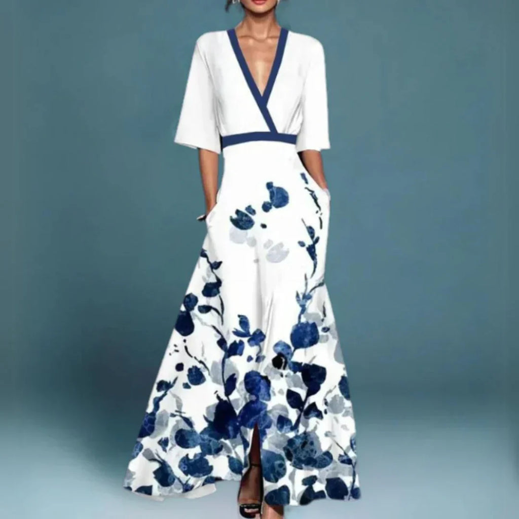 Women's Floral Maxi Dress - Flowing Romantic Gown