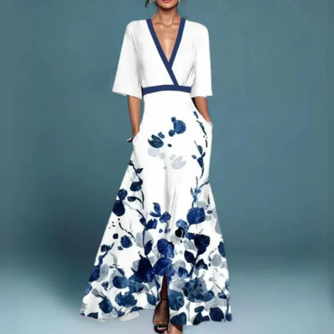 Women's Floral Maxi Dress - Flowing Romantic Gown
