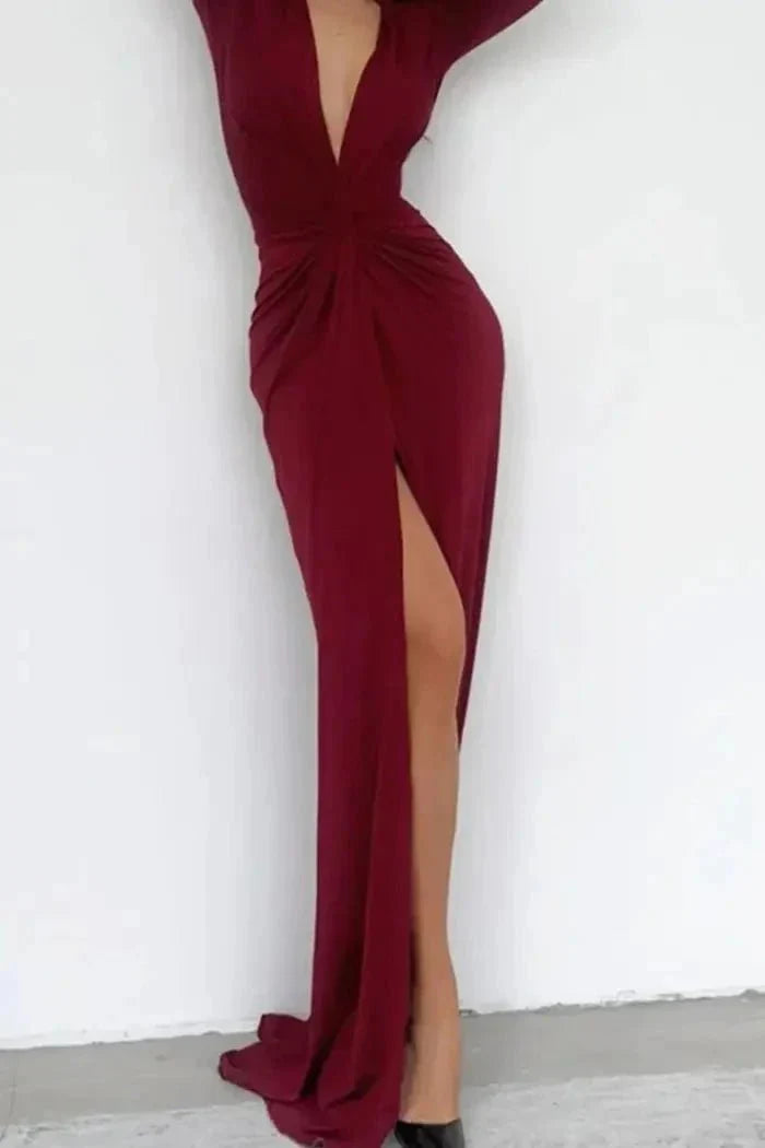Women's Women’s V-Neck Pleated Maxi Dress | Elegant Long Evening Wear