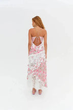 Women's Floral Maxi Dress | Plunge Neck Ruffle Summer Wear