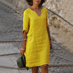 Women's Vintage Mini Dress Flattering V-Neck Summer Essential