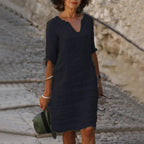Women's Vintage Mini Dress Flattering V-Neck Summer Essential